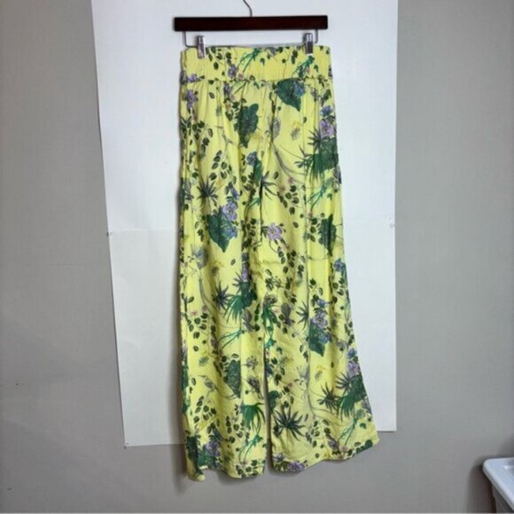 INC Women’s Small Floral Yellow Green Pants Cottagecore Romantic Feminine Flare - Picture 15 of 15